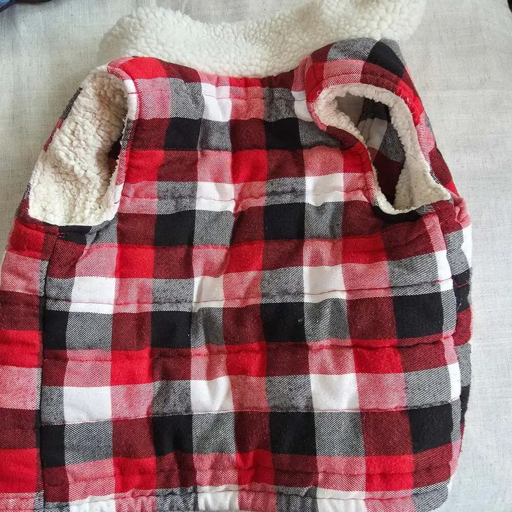 Mud Pie Kids Buffalo Check Red and Black Plaid Sherpa Fleece Lined Quilted Vest